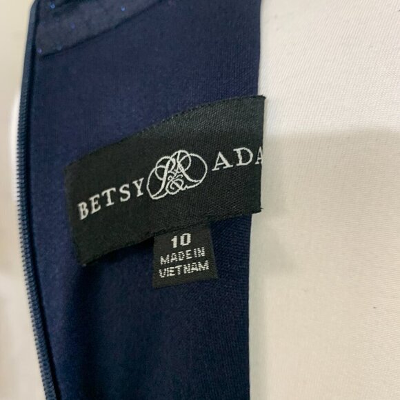 Betsy Adam Sammi Long Glitter Mesh Mock Neck Formal Dress Sz 2 in Navy - Picture 9 of 11